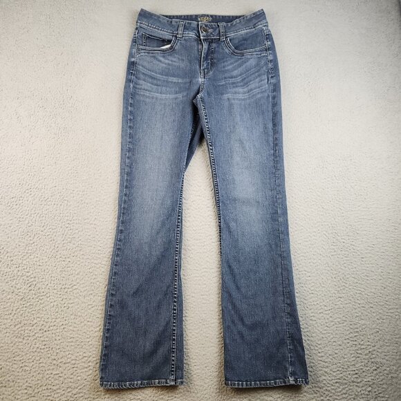 LEE Riders Jeans Women's 8M Curvy Bootcut Flap Pockets Stretch Denim Pants Blue - Picture 2 of 13